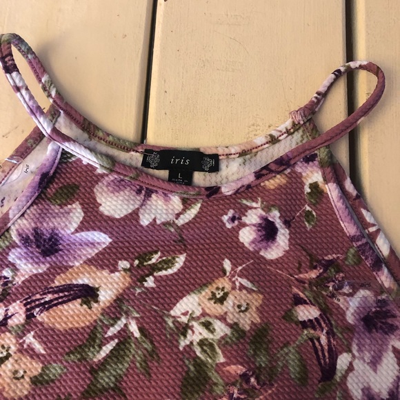 Mauve Floral Bodycon Midi Dress size L - Picture 5 of 6